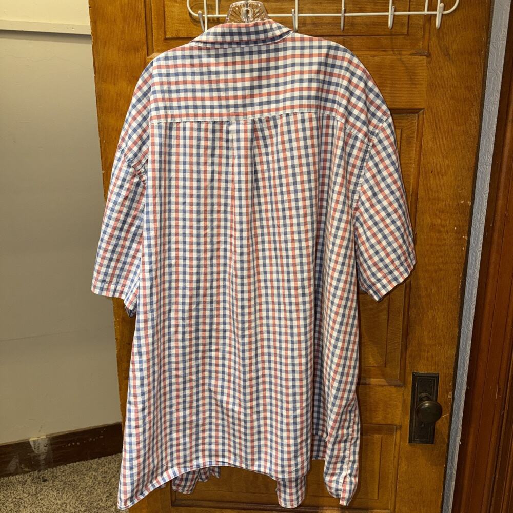 HB Harbor Bay Shirt Mens 6XL Pink Blue White Check Short Sleeve Button Down